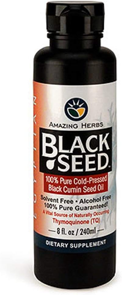 Amazing urter egyptisk svart frøolje - Glutenfri, ikke GMO, kalde presset Nigella Sativa hjelpemidler i digestiv helse, immun støtte, hjernefunksjon, mild flavor - 8 fl Oz