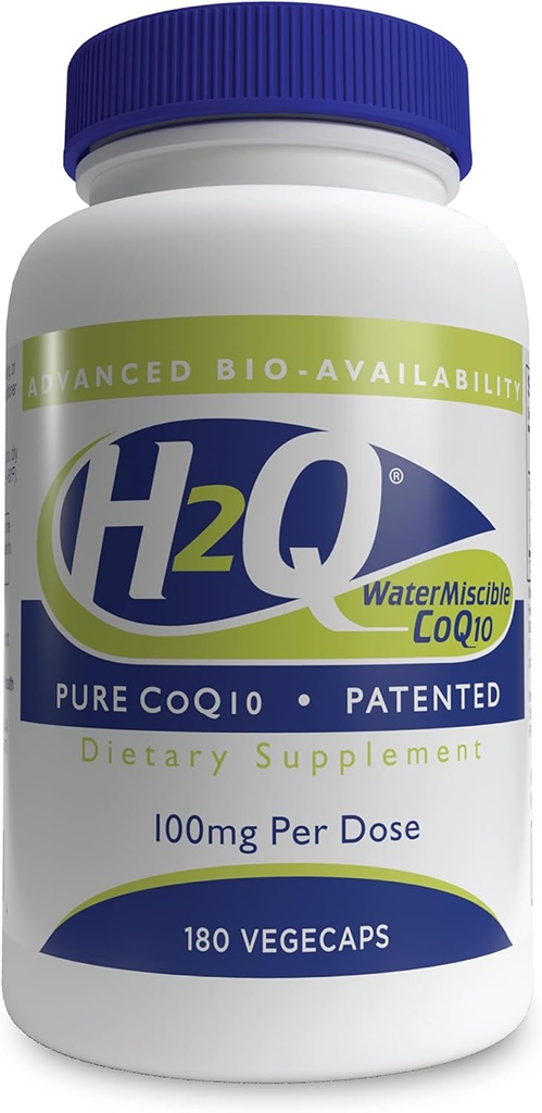 H2Q CoQ-10 med 8X høyere absorpsjon over standard Q-10 | klinisk studert Cardiovaskulær og Mitochondria funksjonsstøtte | Vegansk sertifisert | Ikke-GMO ved Health Thru Nutrition (pakke på 180)
