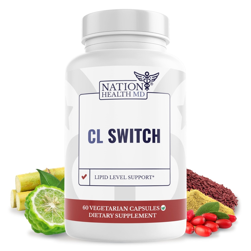 CL Switch – hjerte velvære Supplement – støtter sunn kolesterol nivåer og blodtrykk allerede i normal rekkevidde * – med Citrus Bergamot, berberin, rød yeast ris – 60 kapsler