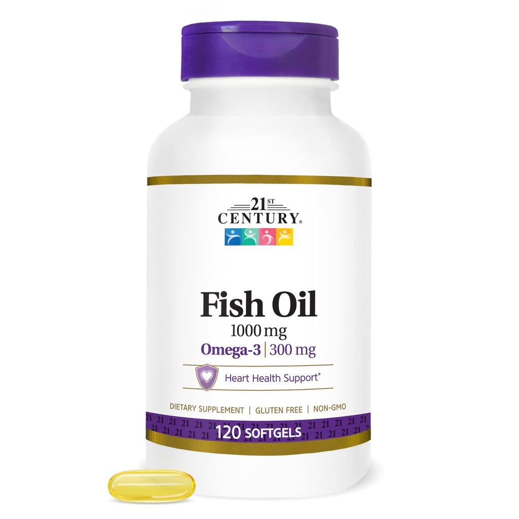 21st Century Fish Oil 1000 mg Softgels, 120 teller