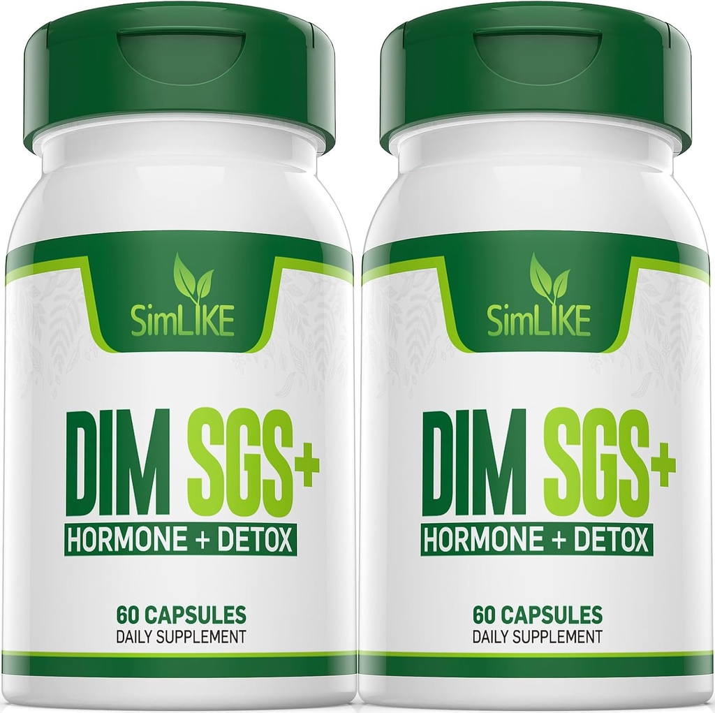 DIM SGS + - Hormon + Detox,Encourages Normal Estrogen Metabolisme,Hormone Balance, Hormonal Acne Supplements, Menopause Support, Hjelper Kontroll Appetitt,Promotes Detoxification(2 Pakker)