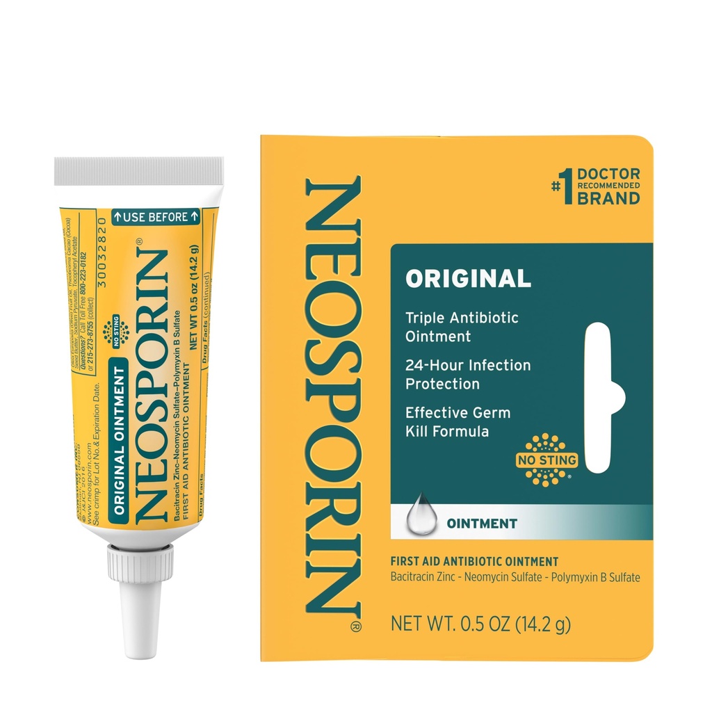 Neoporin Opprinnelig Førstehjelp Antibiotisk Ointment med Bacitracin sink for infeksjonsbeskyttelse, sår behandling og Scar utseende Minimizer for mindre kutt, Scrapes og Burns,.5 oz