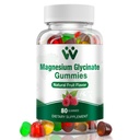 Magnesium Glyonat Gummies 400 Mg, sukkerfri magnesiumgummier for barn og voksne med L-treonat, kalsium og vitaminer B6+D3, 80 greve magnesiumglykinat Gummy Blandet fruktflavors