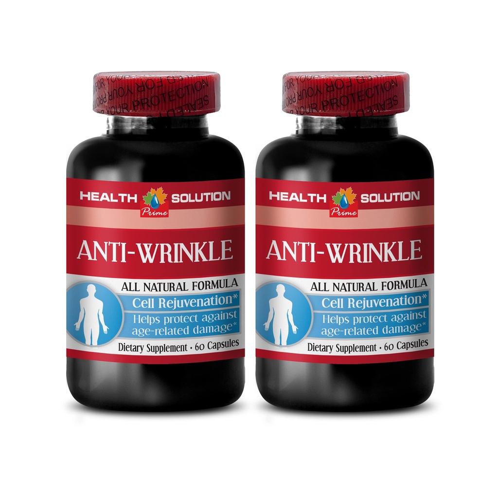 anti rynke kapsler for ansikt - anti-WRINKLE COMPLEX - Hudmineraler, anti-aging supplement, vitamin E kollagen, serum anti rynke, alfa liposyre, anti rynke piller for kvinner, 2 Bot 120 Caps