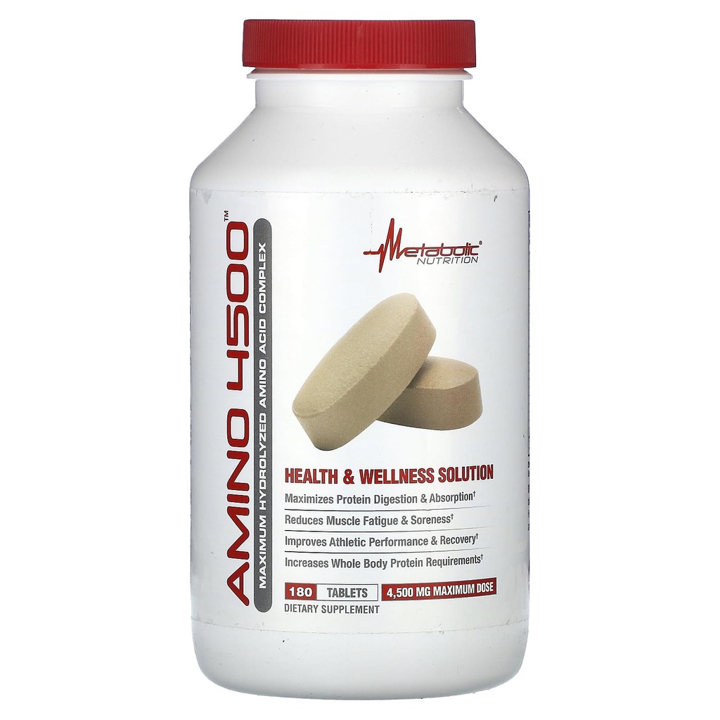 Metabolsk ernæring Amino 4500 tabletter maksimal potens Hydrolysert Aminosyre kompleks 4500mg (180)