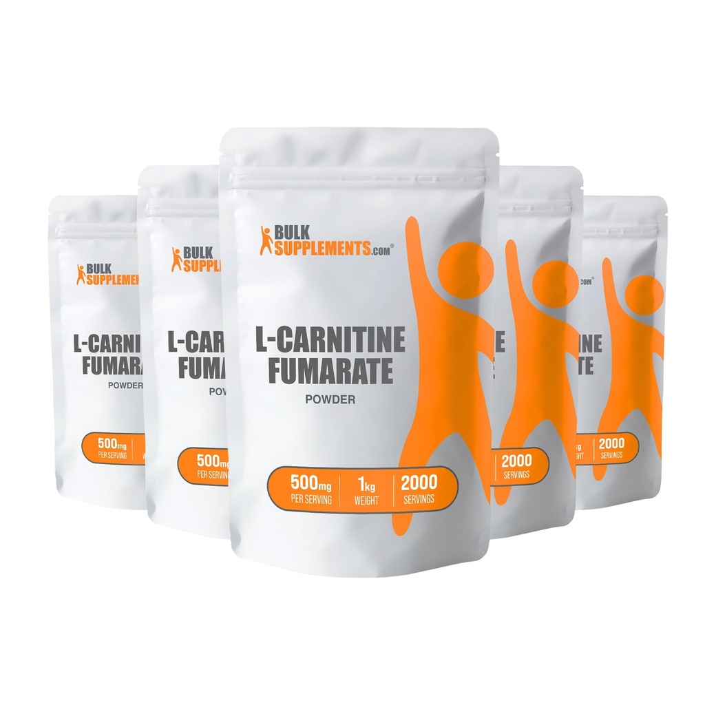 BulkSupplements.com L-Carnitine Fumarate pulver - Carnitine Supplement, Carnitine pulver, L-karnitin 500mg - Glutenfri, 500mg per servering, Glutenfri, 5kg (11 lbs) (Pack of 5)