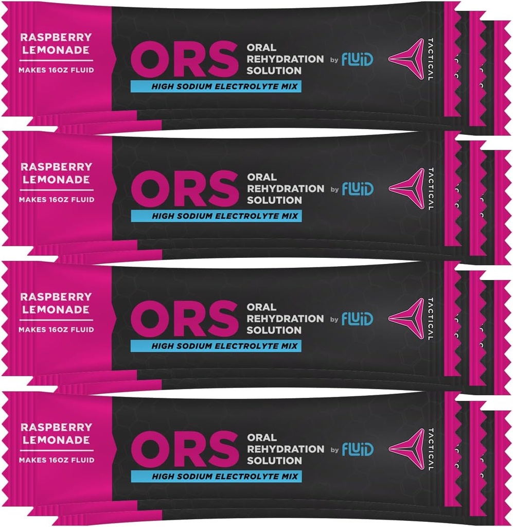 Væske taktisk - ORS Extreme Dehydrering Elektrolytter, bringebær lemonade | 12 Count Stick pakker