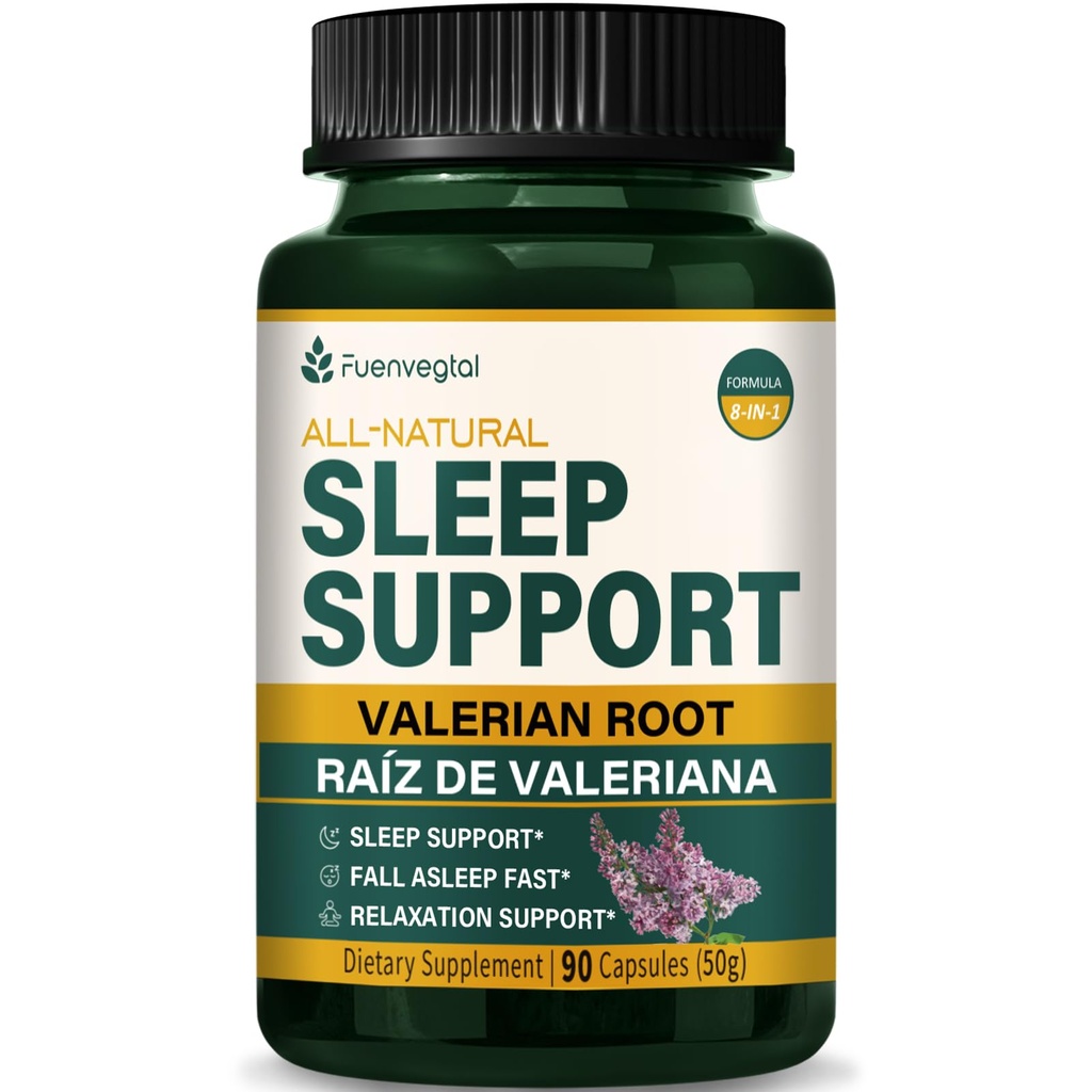 Valerian Root Extract søvn støtte kapsler, lidenskap Blomster Supplement for bedre søvn, falle søvn raskt og avslappende. Pastillas de Valeriana y Pasiflora para Dormir Profundamente. 90 Antall