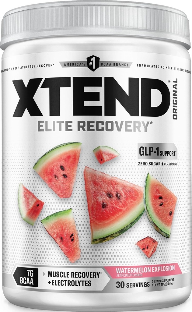 Xtend Original BCAA pulver, 7g BCAA og 2,5g L-Glutamine for muskelgjenvinning Hydration og Lean Muskel, Sukkerfri Intra og Post Trening Drink med elektrolyter, Watermelon Explosjon, 30 Serveringer