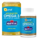 Qunol Advanced Omega 3 Krill og fiskeolje kompleks, 10x bedre biotilgjengelighet, en pille dose, 250 mg EPA & DHA, støtter hjernen, øye, hjerte og felles helse, 90 teller (pakke med 1)