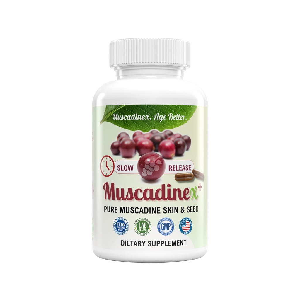 USA Muscadine Quercetin, Ellagic Acid, Resveratrol, Myricetin, Kaempferol & BioPerine - Time Release Capsules for Extra Biotilgjengelighet - Vegan - Ikke GMO - Glutenfri - laget i USA