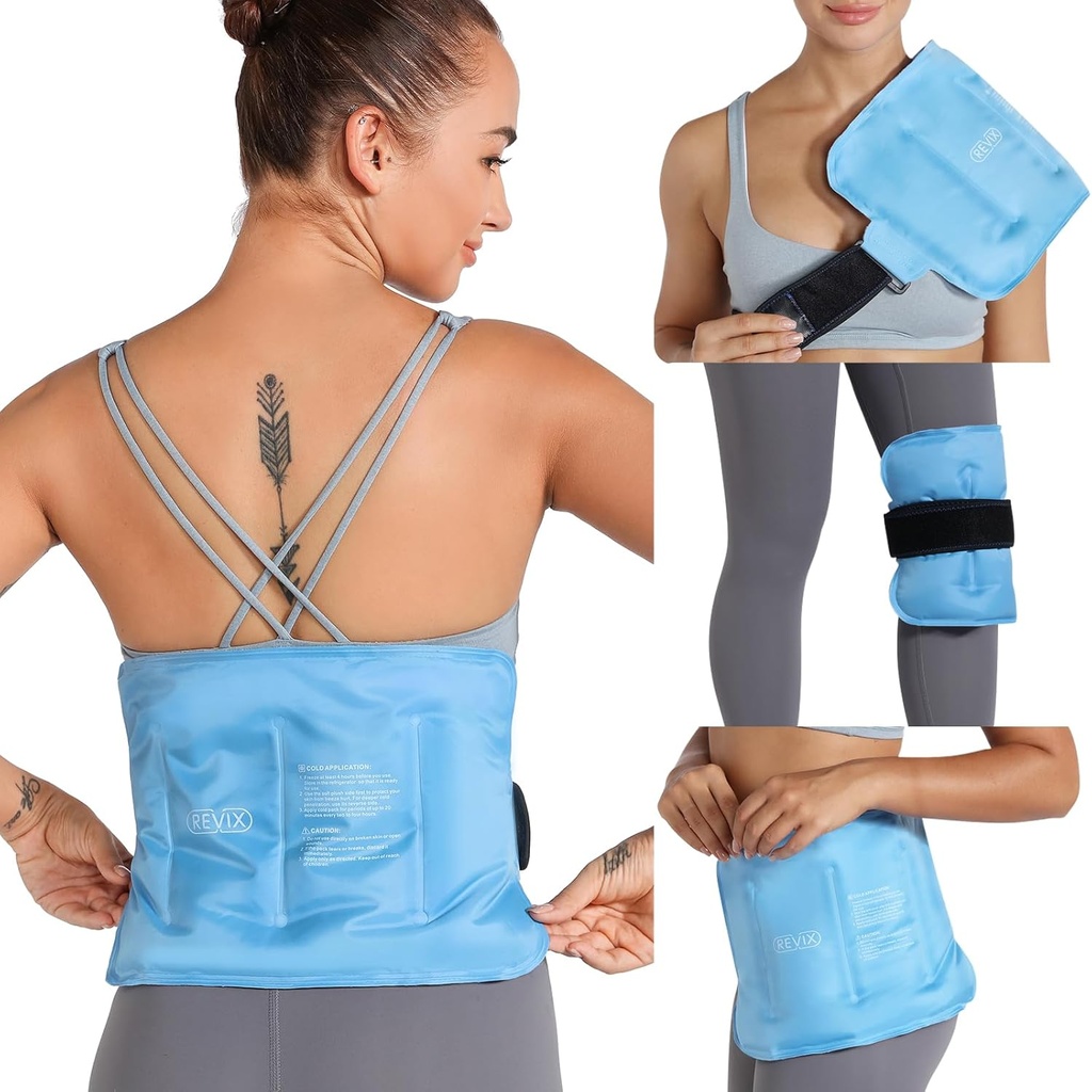 REVIX Gel Ice Pack for back Discomfort Relief, Mykt Plush Lining Ice Wrap for nedre rygg, skulder, Hip, Arm, Knee, Cold Compress terapi, 16 × 9 "