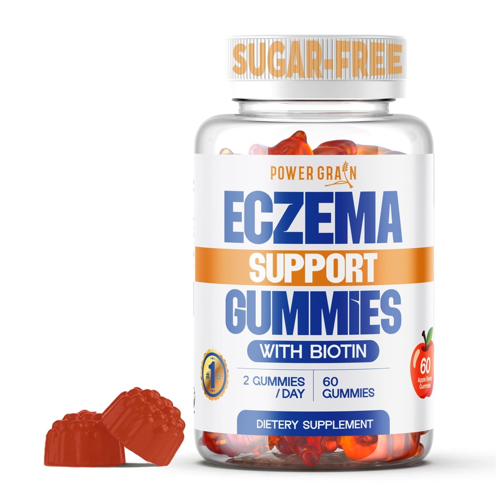 Sukkerfri Eczema behandling Gummies - USA laget - 50 + vitaminer og probiotika for klar, Hydrated hud - Soothes kløe, beroliger rødhet og boosts hud helse (60 gummier)