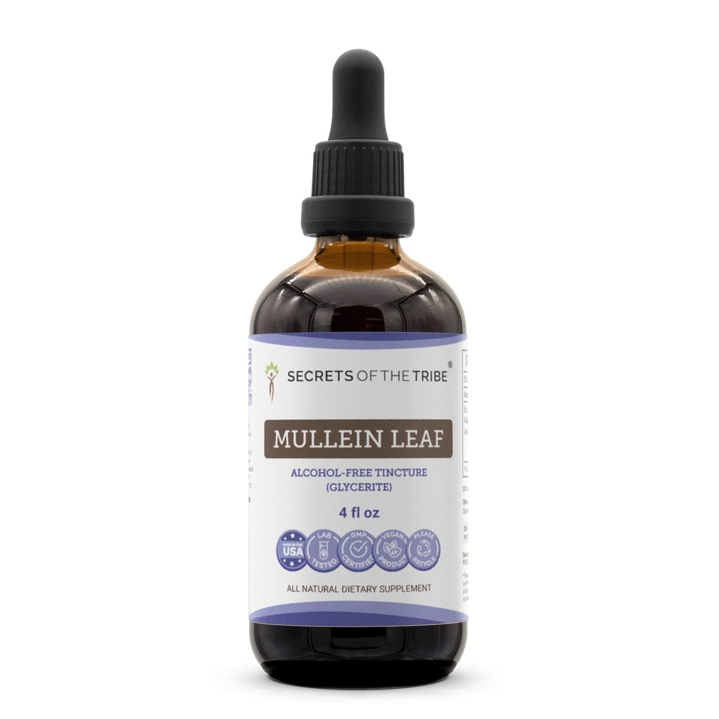 Hemmeligheter av Tribe Mullein Leaf alkoholfri flytende ekstrakt, Mullein (Verbascum thapsus) Tinkture Supplement (4 FL OZ)