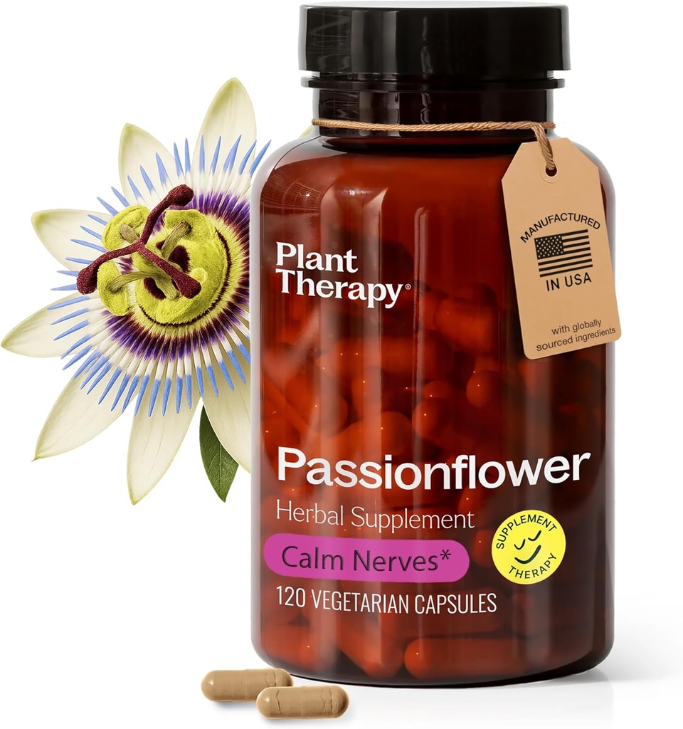 Planteterapi Passion Blomsterkapsler produsert i USA beroliger nerver, støtter søvn, god måte å vind ned kosttilskudd for kvinner og menn 120 greve vegetarisk kapsel