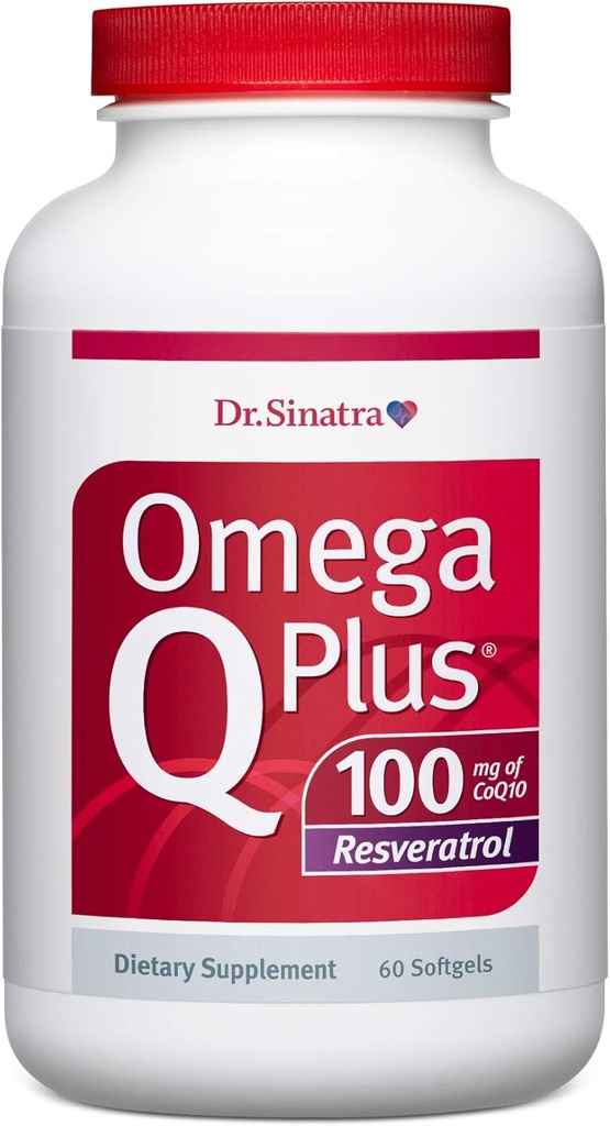 Dr. Sinatra Omega Q Plus 100 Resveratrol – Omega-3 Supplement støtter hjerte helse og gir antioksidant kraft med 100 mg CoQ10 og Resveratrol (60 softgels)