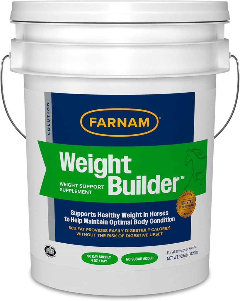 Farnam vektbygger støtte Supplement for hester, hjelper opprettholde optimal vekt og kroppstilstand, 22,5 lb., 90 dagers forsyning