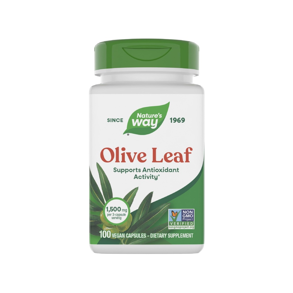 Naturens vei Olive Leaf - 1500 mg per 3-kapsule servering - Støtter antioksidant aktivitet* - Olive Leaf Herbal Capsules - Ikke-GMO Project Verifisert - Glutenfri - 100 Vegankapsler
