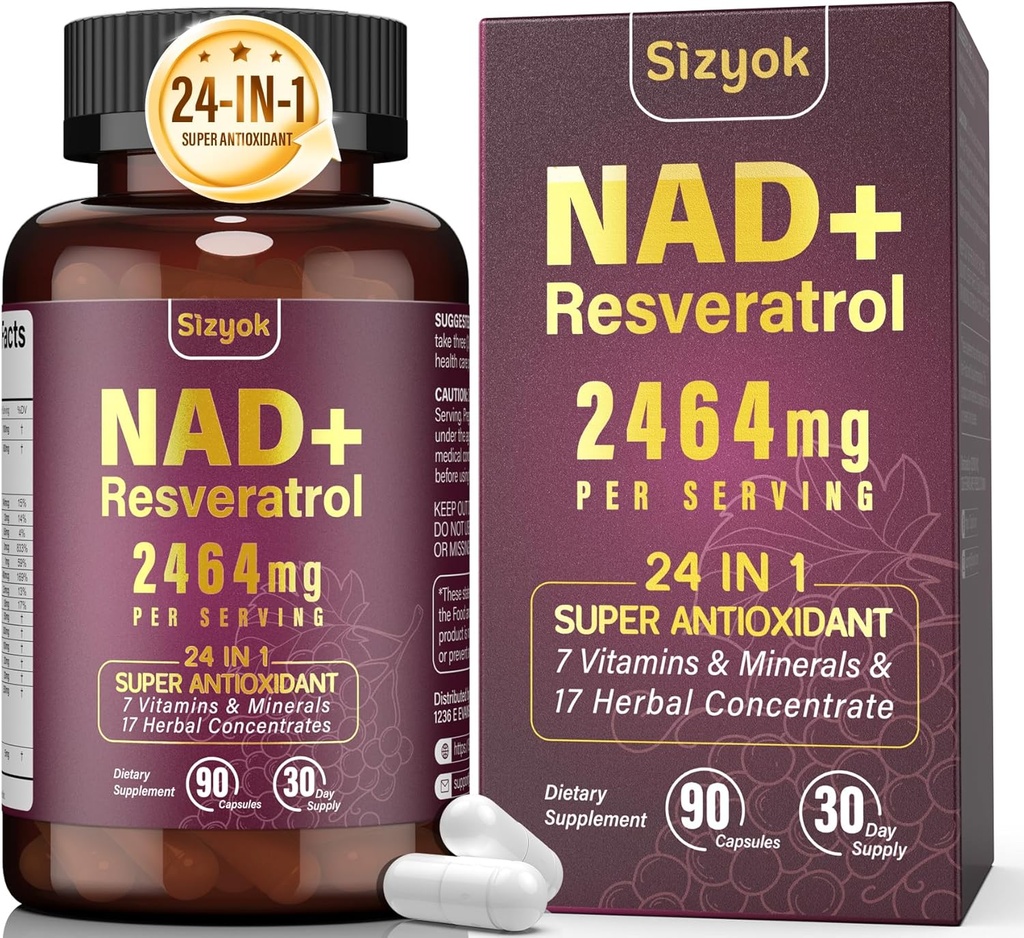 NAD Supplement, Liposomal NAD+ Supplement med Resveratrol, NAD Resveratrol Supplement - Økt NAD+ for Aging Defense, Energi, Fokus - Ultra Antioksidant Kapsler, 150