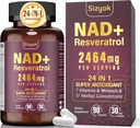 NAD Supplement, Liposomal NAD+ Supplement med Resveratrol, NAD Resveratrol Supplement - Økt NAD+ for Aging Defense, Energi, Fokus - Ultra Antioksidant Kapsler, 150