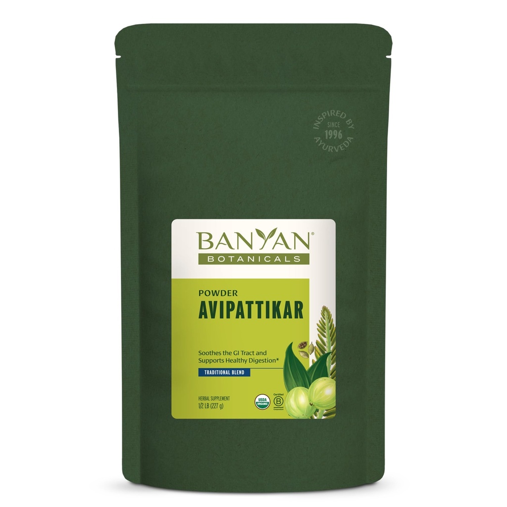Banyan Botanicals Avipattikar Powder - Organic Digestion Supplement med Ginger, Cardamom & Vidanga - - støtter sunn magesyre balanse * - 1⁄2 lb. - Ikke-GMO Sustainable Sourced Vegan