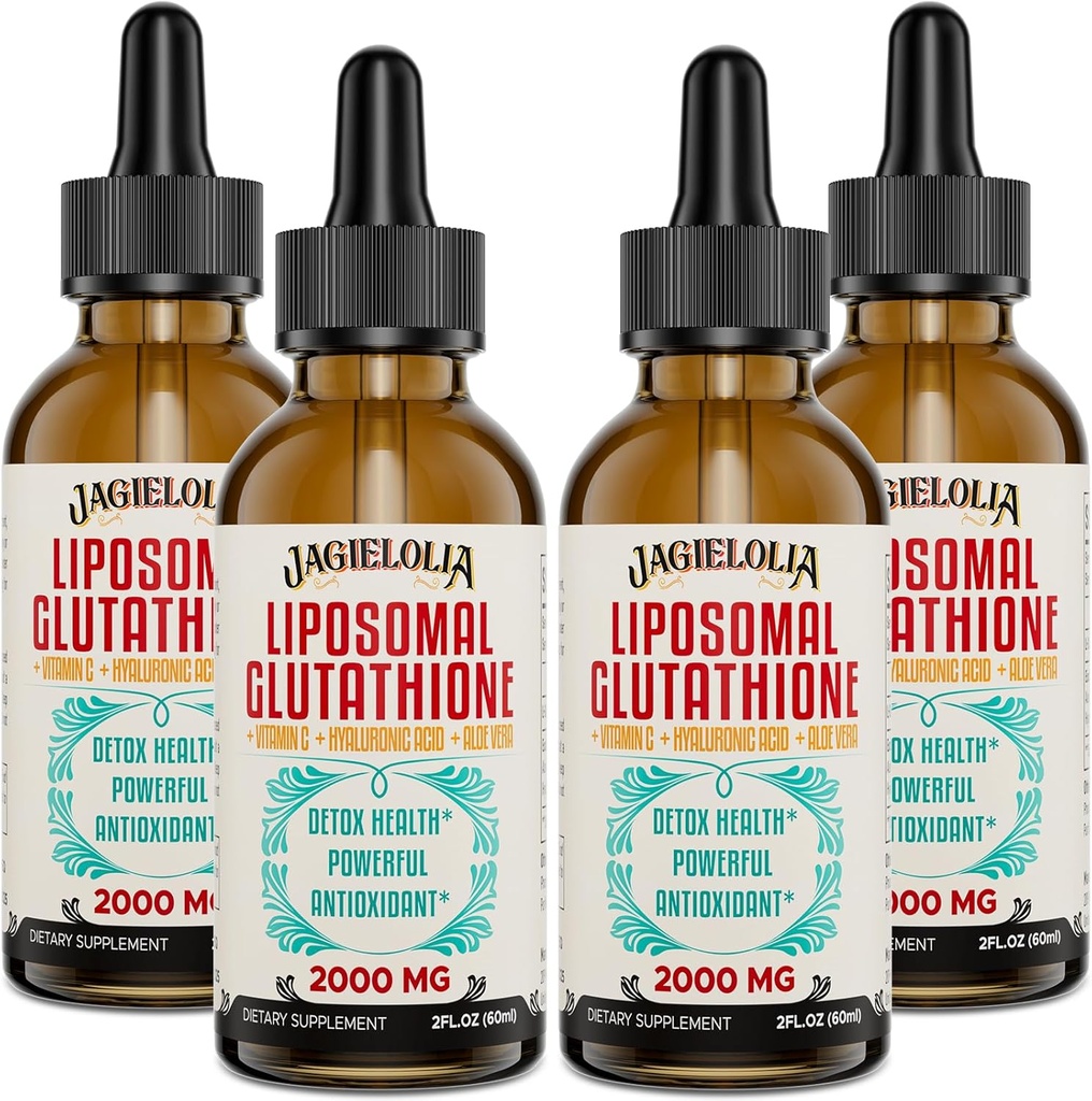 Liposomal Glutathione flytende 2000MG – Antioksidant Detox Supplement for kvinner og menn, Aging Defense, leverfunksjon og energi, med Hyaluronsyre + Aloe Vera + Vitamin C, Naturlig & Vegan, 8 FL.OZ