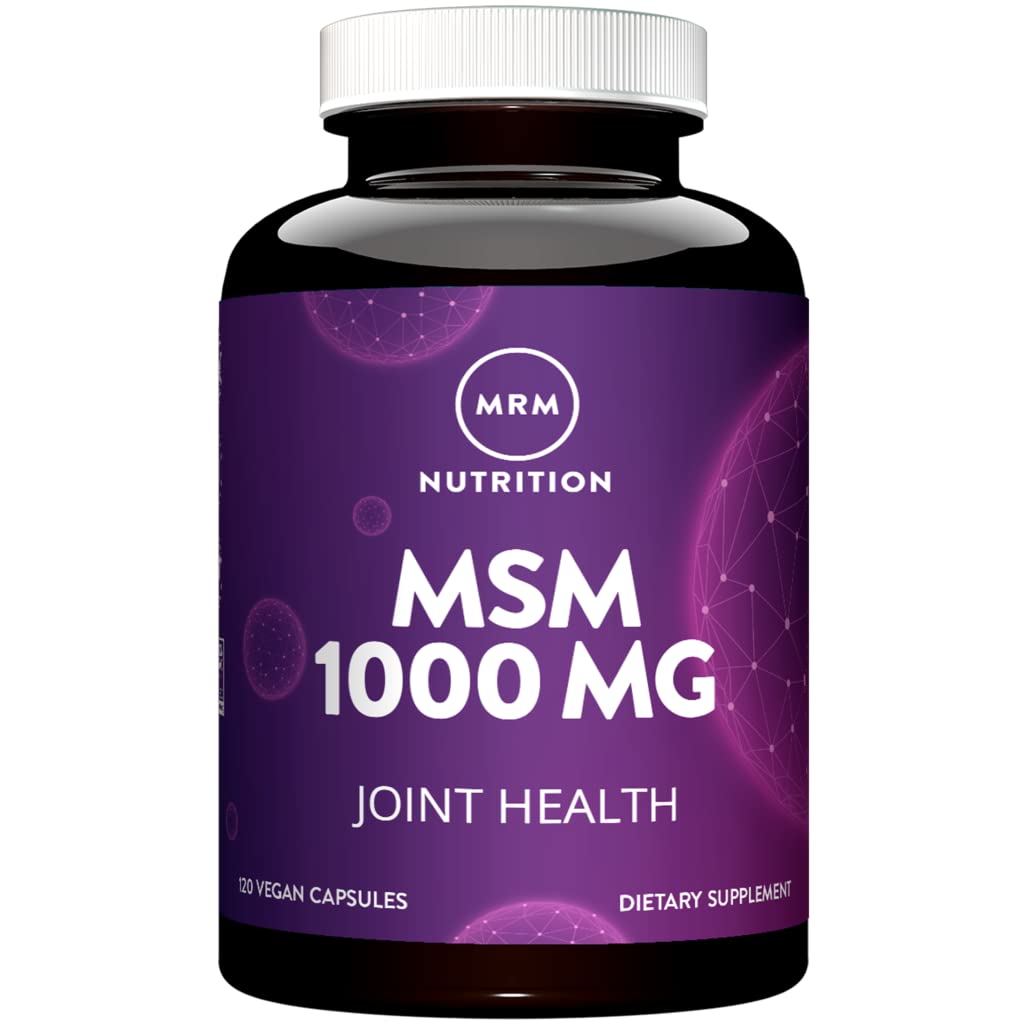 MRM Ernæring MSM 1000mg Pure Methyl-sulfonyl-Metan Kapsler | Felles, Hår, Hud og negle støtte | Biotilgjengelig Svovel Supplement | Vegan + Glutenfri | 120 Services
