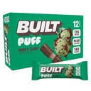 Bygget Bar, Puff Protein Bars, Mint Chip Puff, 17g Protein Snacks, On-The-Go Bars, Bare 140 kalorier, 6g sukker, kollagen, Glutenfri, 12 greve