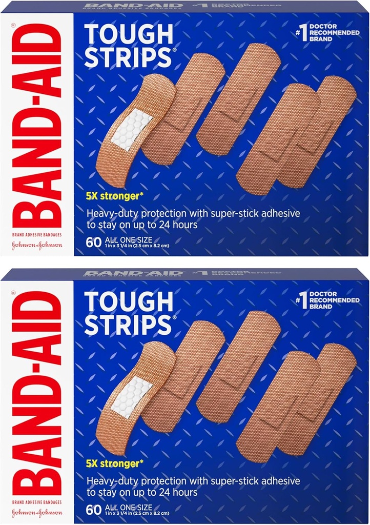 Band-Aid merke harde strimler klesbånd for sårpleie, holdbar beskyttelse for mindre kutt og skrab, alle én størrelse, 2 pakke