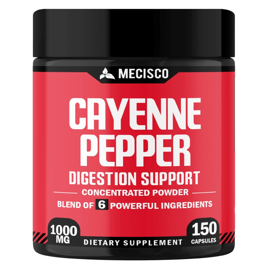 Cayenne Pepper Kapsler med Ginger Root, Beet Root, og Svart Pepper og mer - 150 Kapsler - 6in1