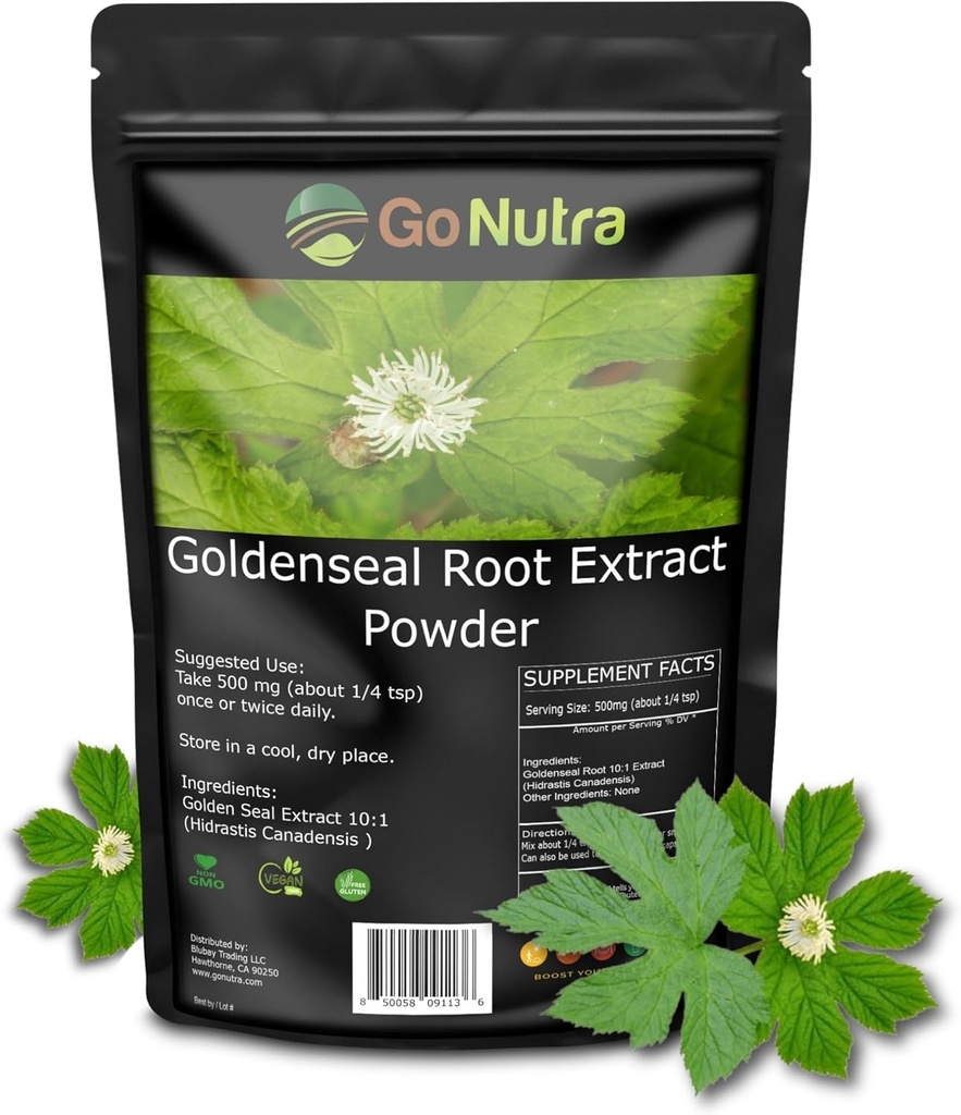 Go Nutra Goldenseal Root ekstrakt ren Goldenseal pulver Potent 10:1 Goldenseal ekstrakt 4oz. Herbal Supplement Golden Seal Root