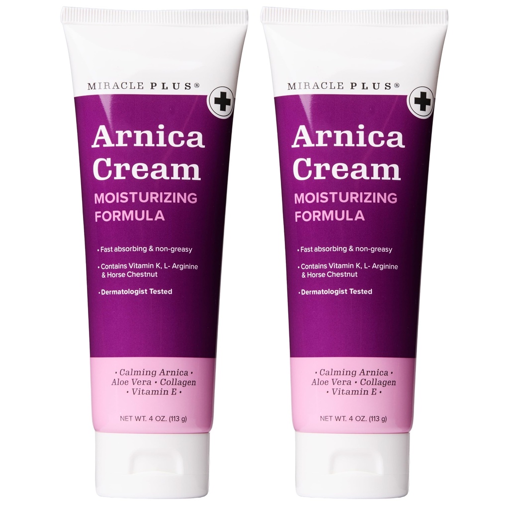 Miracle Plus Arnica Cream ekstra styrke Bruise Relief Lotion For Bruising og heving på huden | Arnica Gel, vitamin K krem, hudpleie | Moisturizing Bruise Formula med hest kastanje, 2-Pack