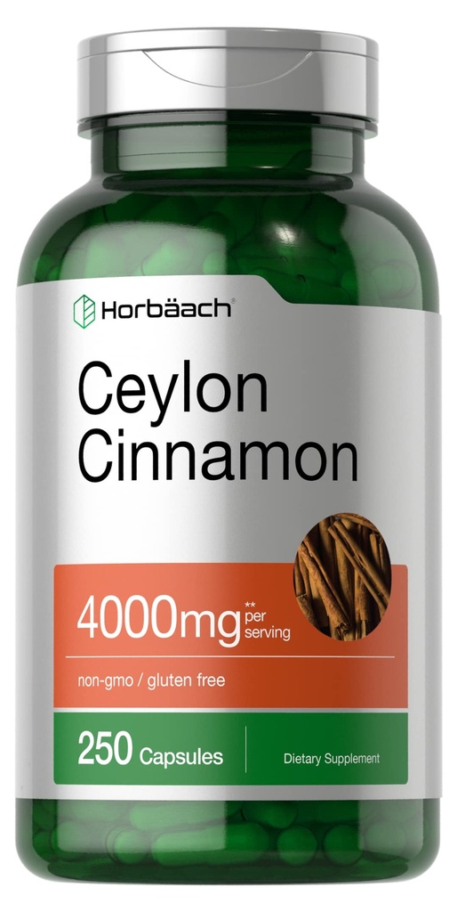 Horbäach Ceylon kanelkapsler 4000 mg | 250 greve ikke-GMO, Glutenfri