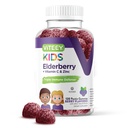 Viteey Sambucus Elderberry Gummies for barn immun støtte kosttilskudd med vitamin D3 & Vitamin C 3-1 Immun Booster - Vegetarisk, Gelatinfri, Glutenfri, GMO Gratis - Tastig Chewable Berry Flavored