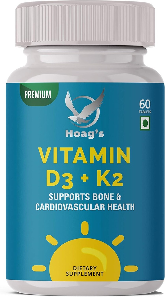 Vitamin K2 (MK7) med D3 Supplement Bone and Heart Helse Ikke-GMO Formel 5000 IU vitamin D3 & 100 mcg vitamin K2 MK-7 Lett å svelge vitamin D & K kompleks, 60 tabletter