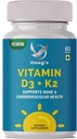 Vitamin K2 (MK7) med D3 Supplement Bone and Heart Helse Ikke-GMO Formel 5000 IU vitamin D3 & 100 mcg vitamin K2 MK-7 Lett å svelge vitamin D & K kompleks, 60 tabletter