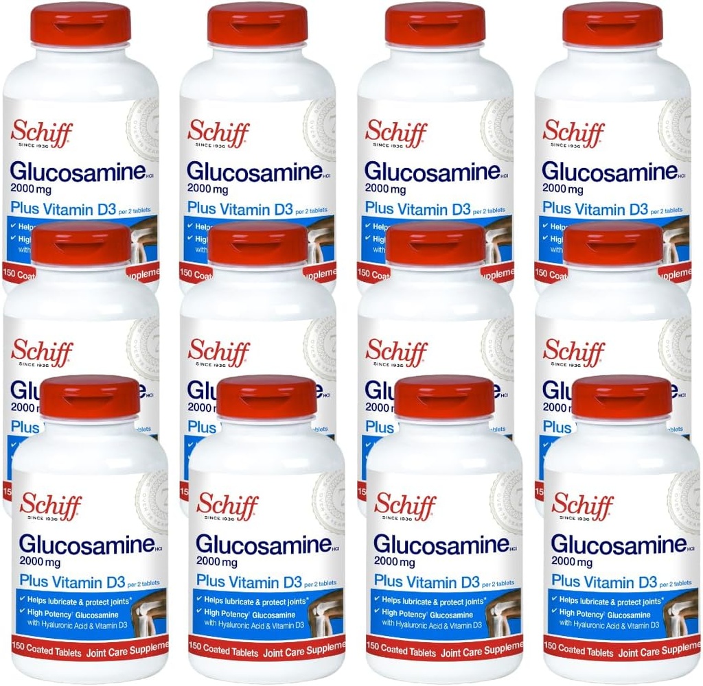 Schiff Glukosamin 2000mg med Hyaluronsyre Joint Supplement, 150 ct (Pack of 12)