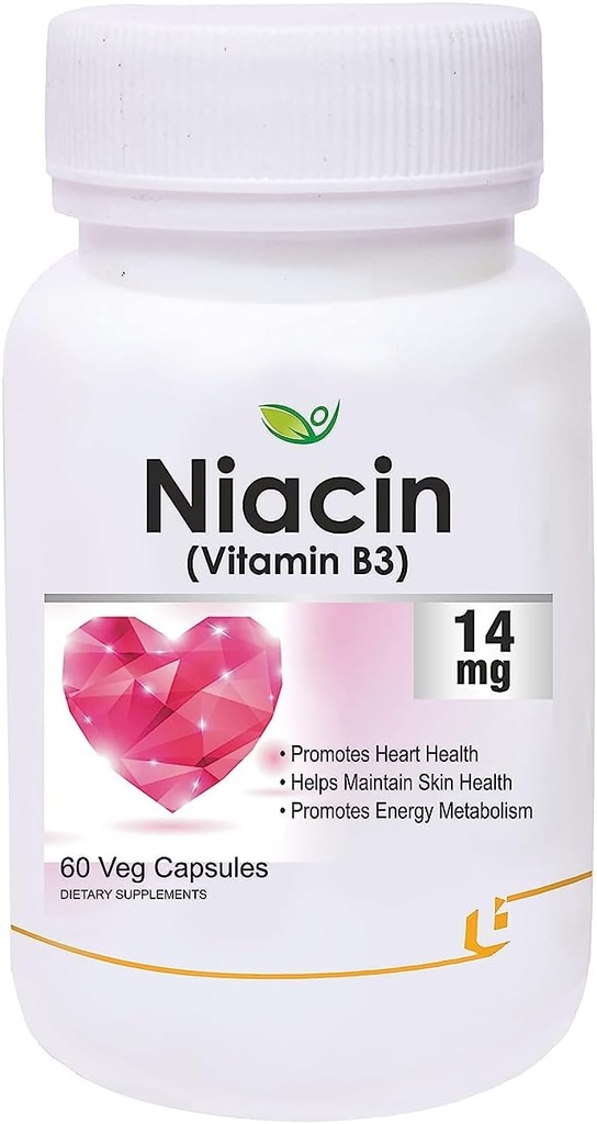 Nutraceuticals Niacin 14 mg vitamin B3 med Inositol 50 mg Supplement - 60 Veg Kapsler