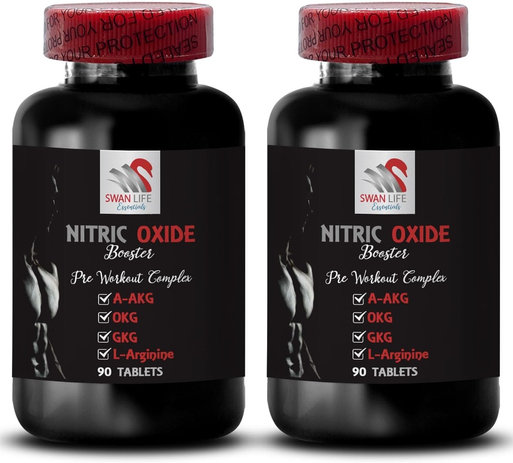 Kalsium alfa-ketoglutarate - NITRIC OXIDE BOOSTER - Nitric oksid pulver L-arginin, muskelpumpe, styrketrening, treningsstyrke, Atletisk boost, GKG supplement 2 flaske 180 tabletter