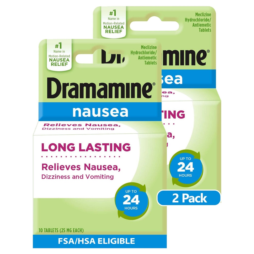 Dramamine Lidelse Lang varighet, kvalme Relief, 10 greve (pakke med 2)
