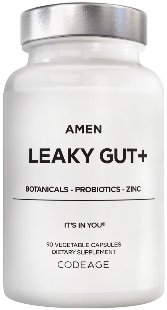 Amen Leaky Gut Supplement - Avansert formel med biotilgjengelig L Glutamine, sink, gurkemeie, DGL Licorie Root - Marshmallow Root - Probiotika og fermentert prebiotika - Vegansk, ikke-GMO - 90 kapsler