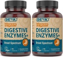 Deva Vegansk Vitaminer Digestive Enzymes Plus Supplement - En unik blanding av enzymer og urter - 90 kapsler (pakke av 2) Pakke May Vary