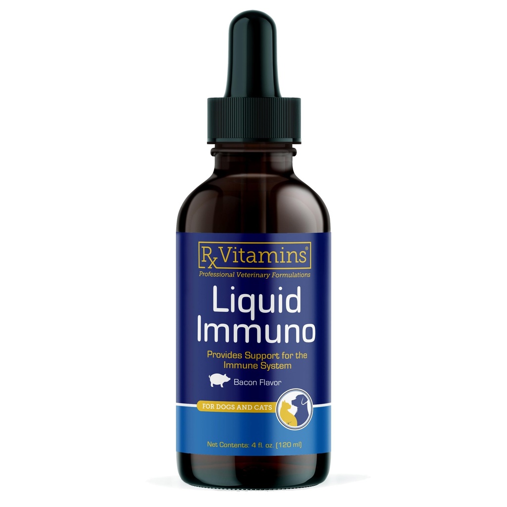 Rx Vitaminer flytende immunogen hund og katt immun støtte - Reishi Mushroom Supplement for hunder og katter Plus L-Lysine - Ideell øye kosttilskudd, immunforsvar Booster kosttilskudd for kjæledyr - 4 oz