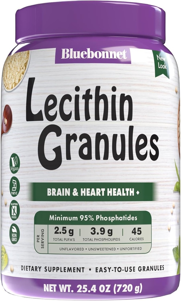 Bluebonnet Ernæring Super Jord Lecithin Granules, avledet fra ikke-GMO Soya, Glutenfri, Ikke-GMO, Vegan, Kosher Certified, Ingen sukker lagt til, 25.4 oz, 96 Serveringer