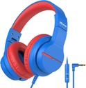 iClever Kids Hodetelefoner for skolereiser, Safe Volume Limited, HD Mic Stereo lyd over øret jenter gutter hodetelefoner for barn, FunShare Foldable 3,5 mm Trådet til iPad Computer, HS19