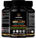 Shilajit, Sea Moss, Lion's Mane, og Ashwagandha Capsules - omfattende all-i-ett velvære Supplement for sinn, kropp og vitalitet - 60 Vegan Capsules