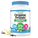 Orgain Organic Vegan Protein Powder + Grønn, Vanilla Bean - 21g Plant Basert Protein, Glutenfri, Dairy Free, Laktosefri, Sojafri, Ingen Sukker tilsatt, Med jern og prebiotika for Gut Helse - 1.94lb
