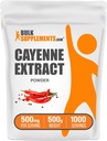 BulkSupplements.com Cayenne Pepper Ekstrakt pulver - Capsaicin Supplement, Capsicum Extract - 500 mg Cayenne Extract per servering, Cayenne Supplement - Glutenfri (500 gram - 1,1 lbs)