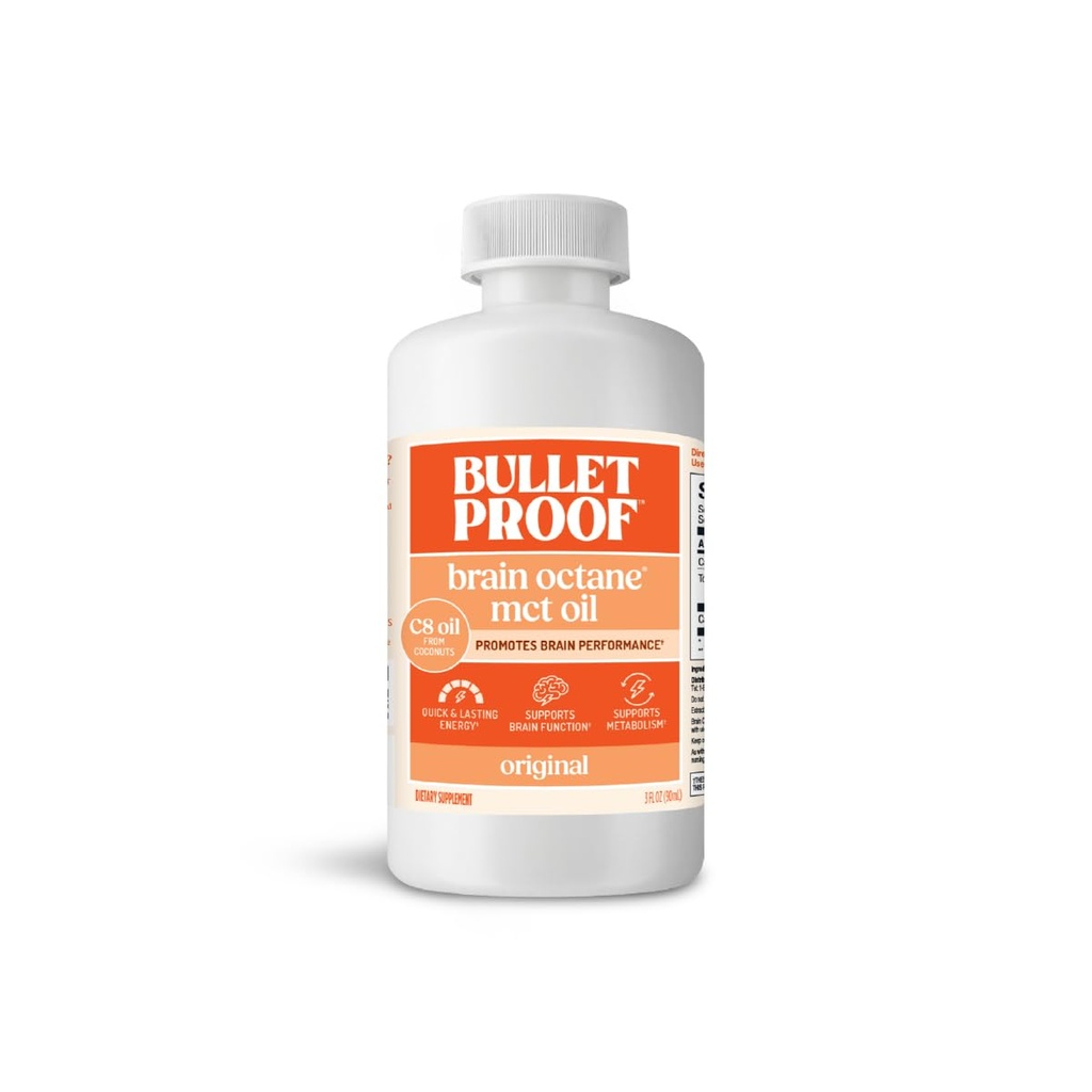 Bulletproof Brain Oktan C8 MCT olje reise størrelse, 3 ovner, keto kosttilskudd for uunnværlig energi og færre kravinger