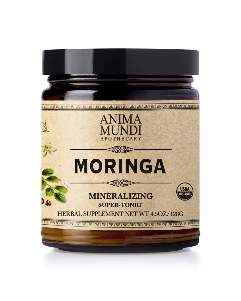 Anima Mundi Apothecary Moringa Leaf Powder - ren økologisk regnskog Superfood - Energistøtte Supplement, Naturlig og ikke-GMO Grønn pulver (6oz / 170g)